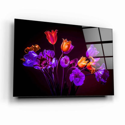 Purple Tulips Glass Wall Art - LUXARTDECO