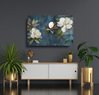 White Magnolia Glass Wall Art