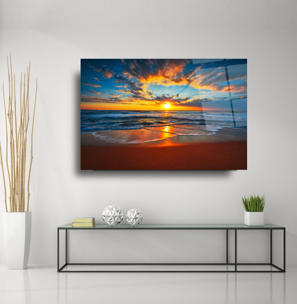 Sea Sunset Glass Wall Art