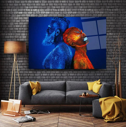 Couple Faces Glass Wall Art - LUXARTDECO