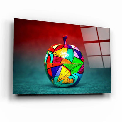 Colorful Apple Glass Wall Art - LUXARTDECO