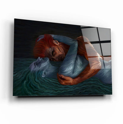 Embracing Couple Glass Wall Art - LUXARTDECO