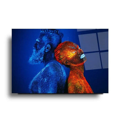 Couple Faces Glass Wall Art - LUXARTDECO