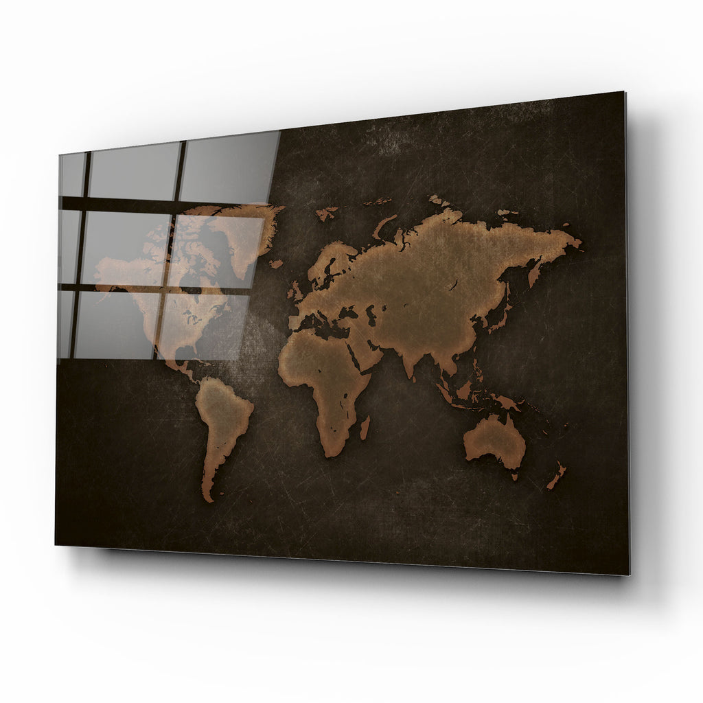 Décoration murale en verre représentant une carte du monde