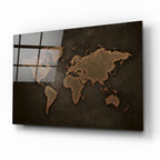 Décoration murale en verre représentant une carte du monde