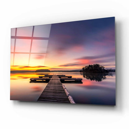 Sunset Bridge Glass Wall Art - LUXARTDECO