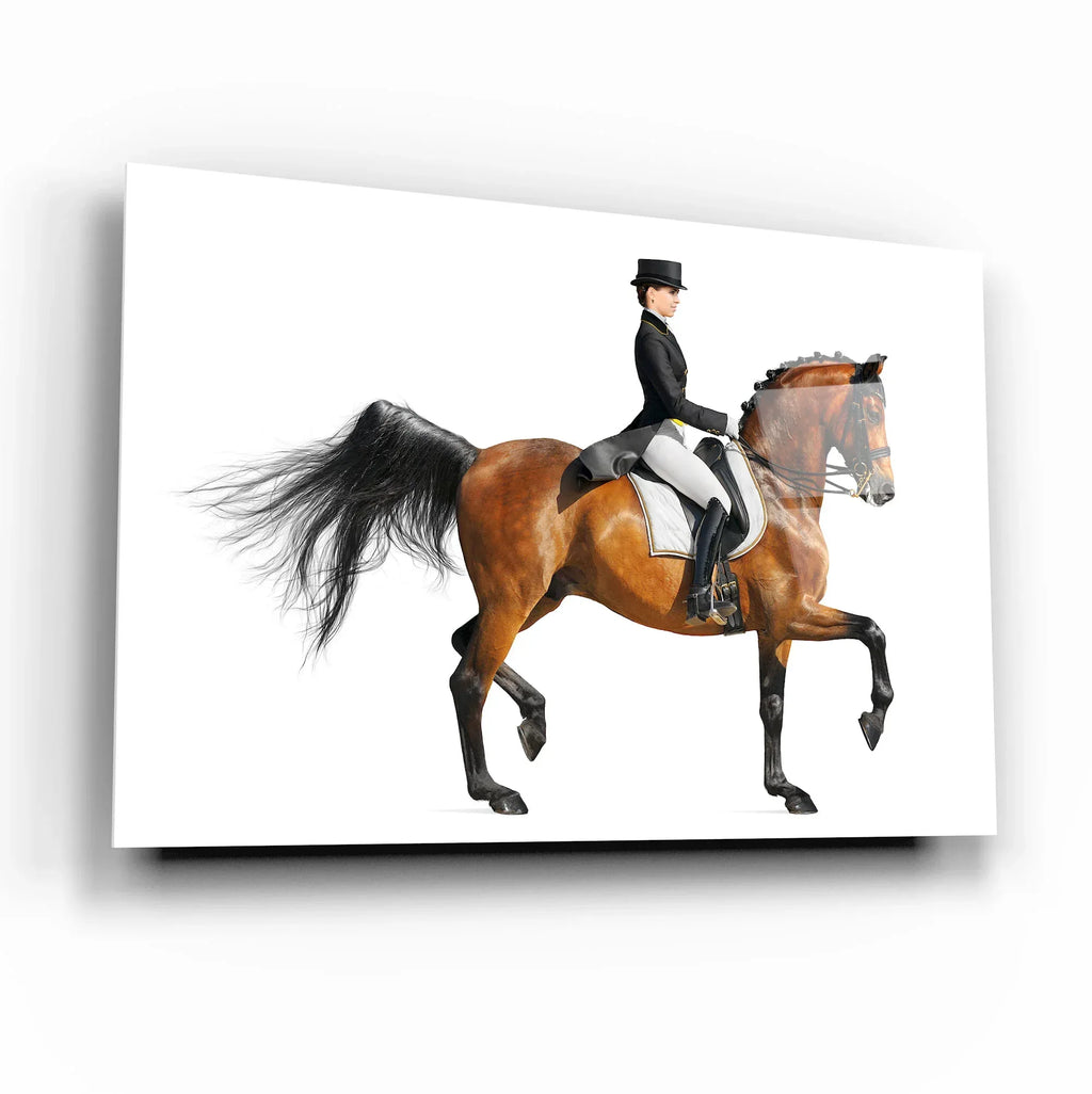 Girl on Horse Glass Wall Art - LUXARTDECO