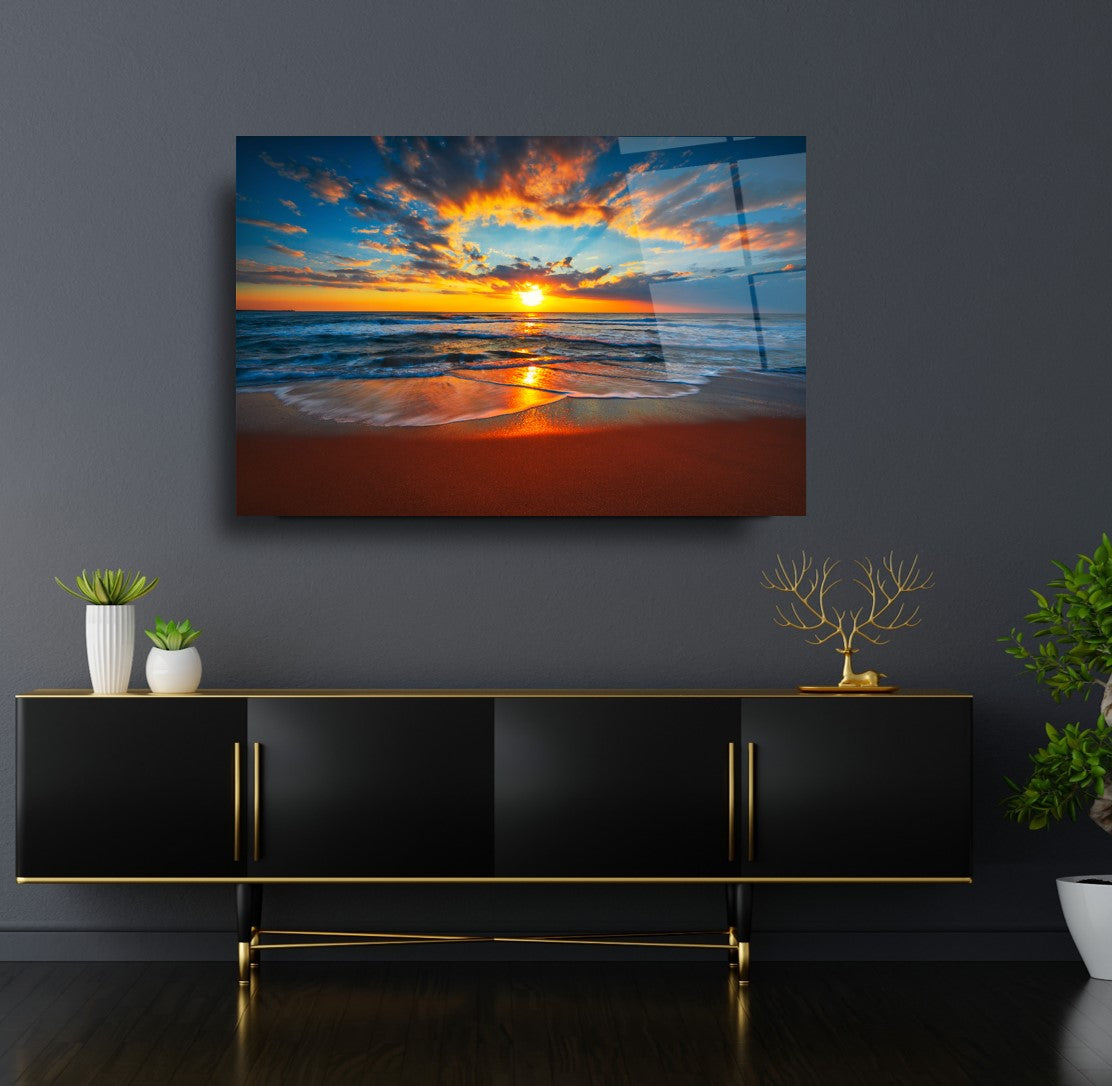 Sea Sunset Glass Wall Art