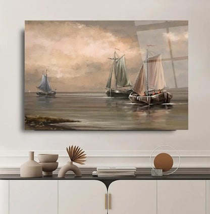 Sailboat at Sea Glass Wall Art - LUXARTDECO