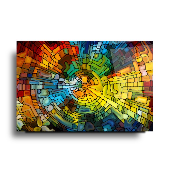 Art mural en verre aux couleurs de l'arc-en-ciel