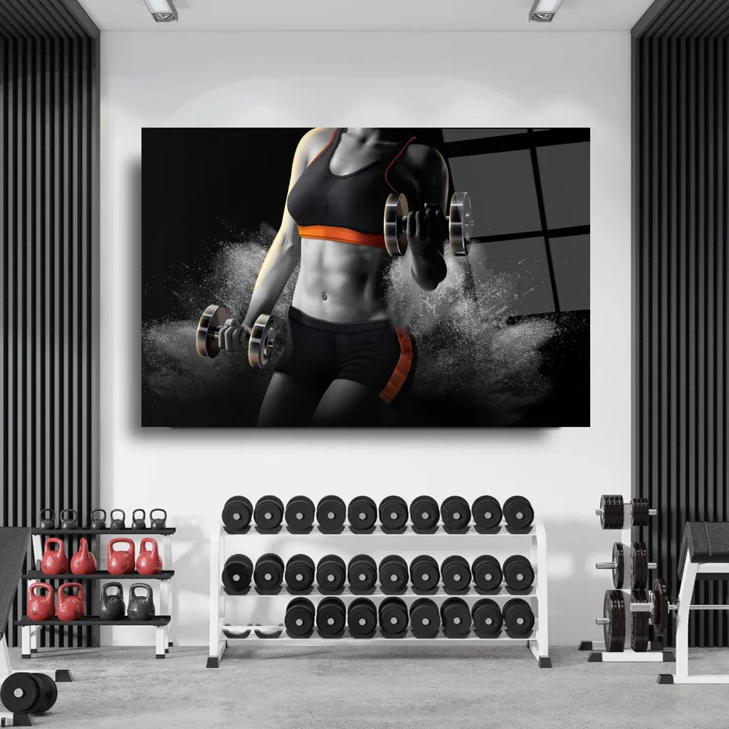 Fitness Girl Glass Wall Art - LUXARTDECO