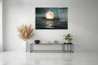 Moon in the Boat Glass Wall Art - LUXARTDECO