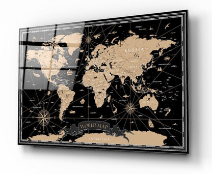 Mappa Mondo Quadro in vetro Temperato