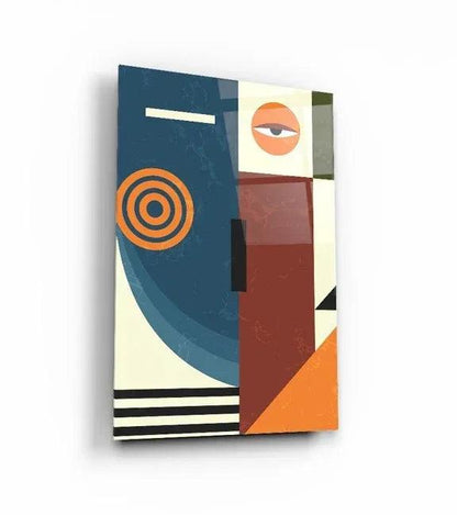 Orange and Blue Abstract Duo Glass Wall Art Set - LUXARTDECO