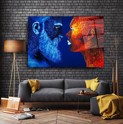 Couple Faces Glass Wall Art - LUXARTDECO