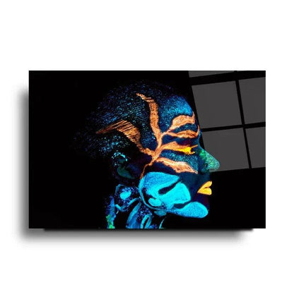 Colorful Woman Face Glass Wall Art - LUXARTDECO