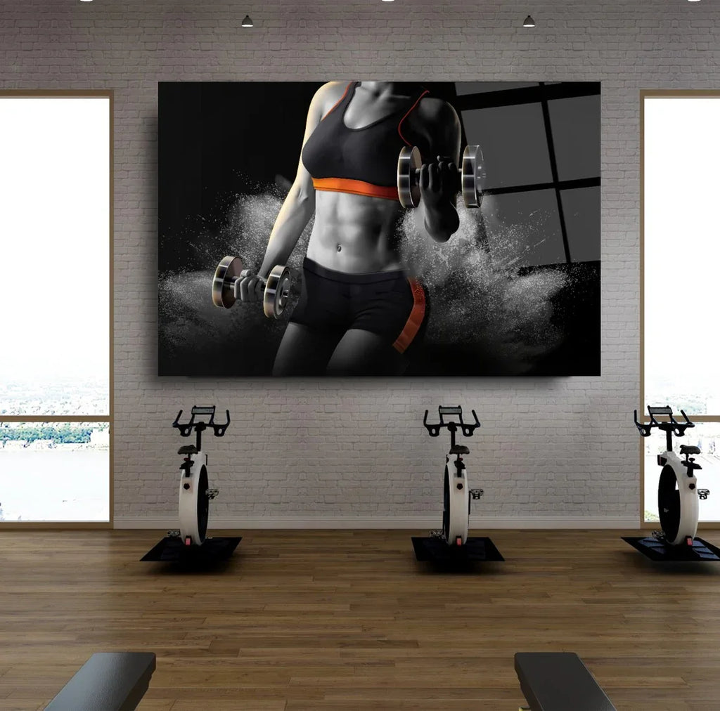 Fitness Girl Glass Wall Art - LUXARTDECO