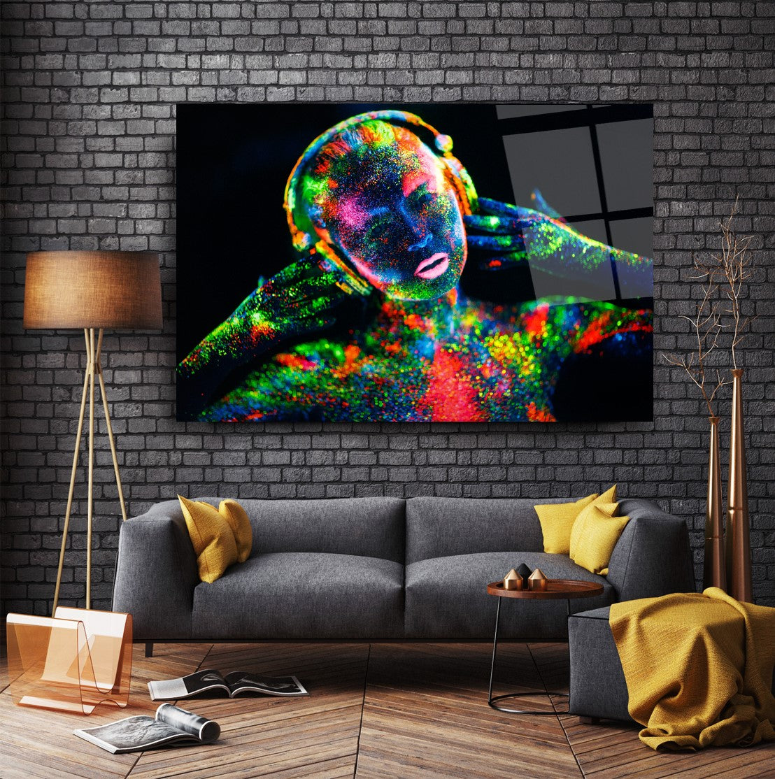 Disco Neon Glas Wall Art
