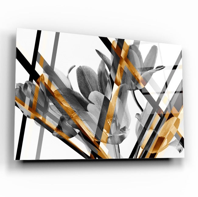 Grey Flower Glass Wall Art