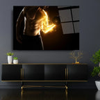 Fitness Man Glass Wall Art - LUXARTDECO