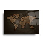 Décoration murale en verre représentant une carte du monde