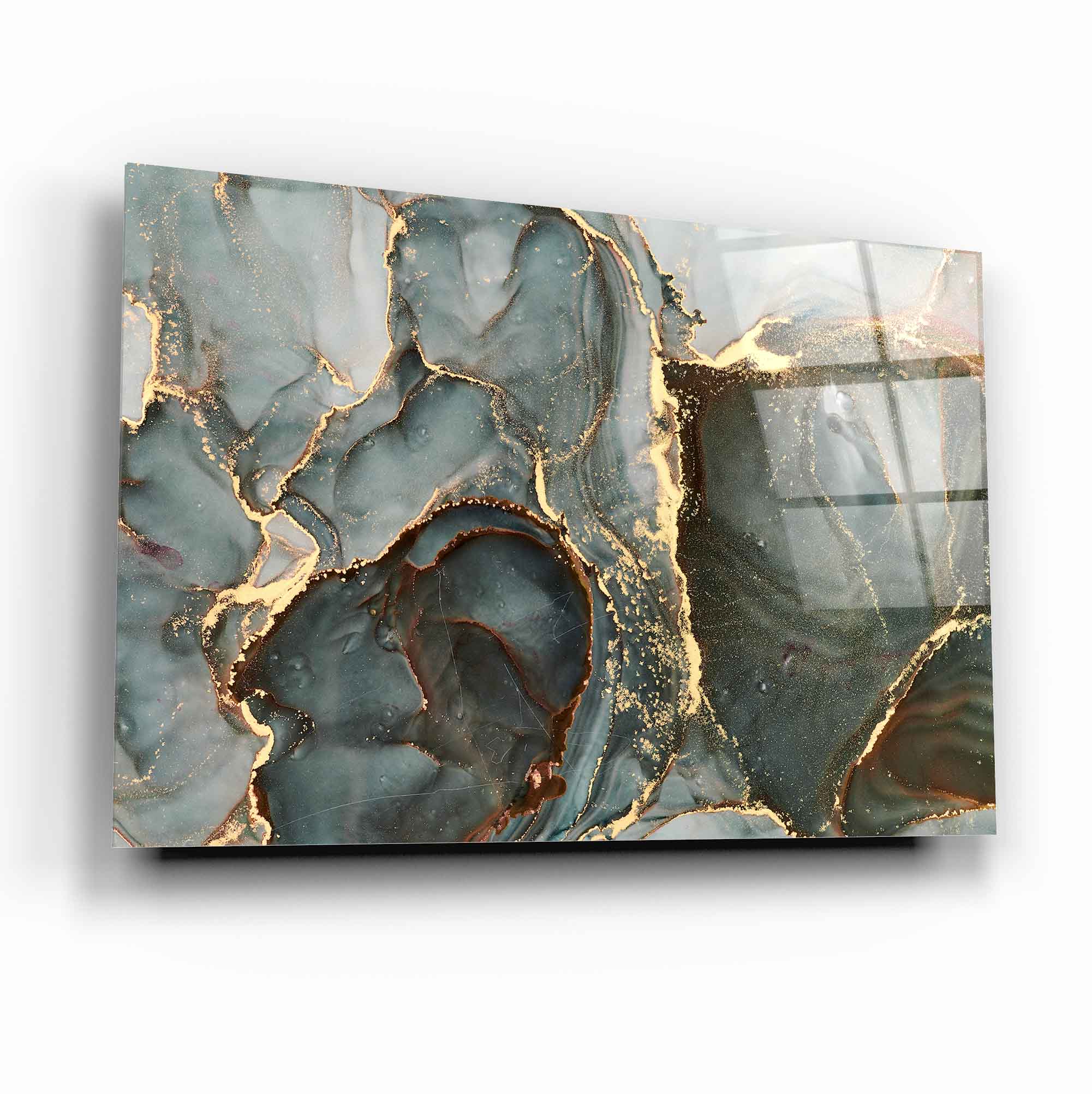 Art mural abstrait en marbre et verre