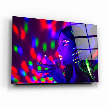 Neon Girl Glass Wall Art - LUXARTDECO