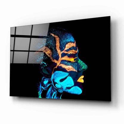 Colorful Woman Face Glass Wall Art - LUXARTDECO