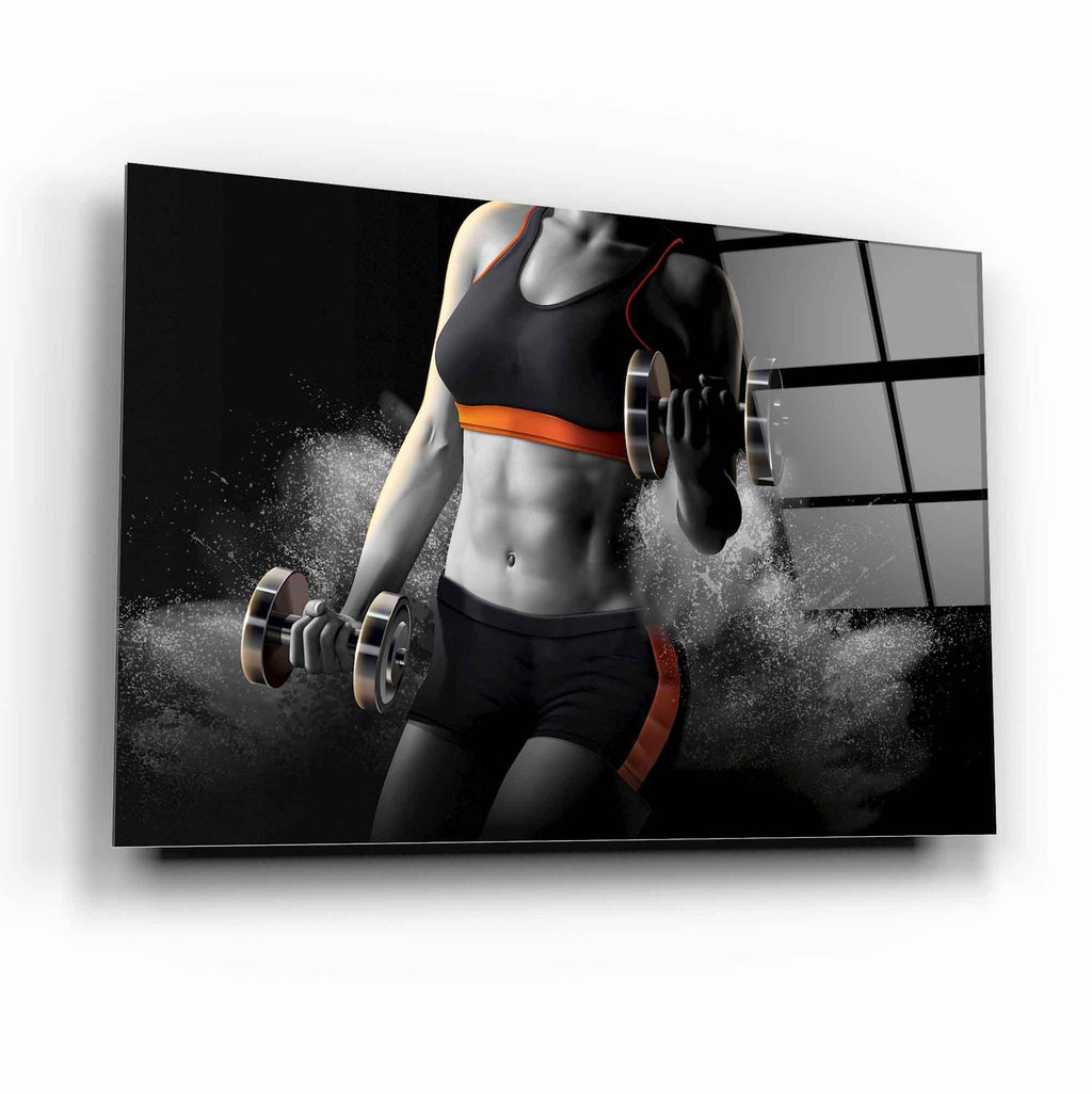 Fitness Girl Glass Wall Art - LUXARTDECO