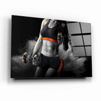 Fitness Girl Glass Wall Art - LUXARTDECO
