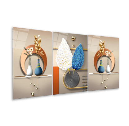 Vasi Astratti 3D Quadro in Vetro Temperato
