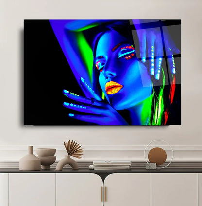 Multicolor Woman Glass Wall Art - LUXARTDECO