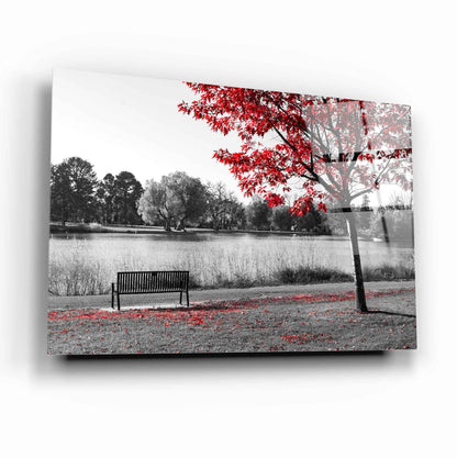 Red Tree Landscape Glass Wall Art - LUXARTDECO