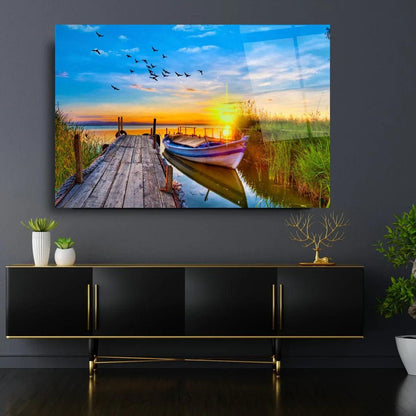 Sunset Bridge Sea Glass Wall Art - LUXARTDECO