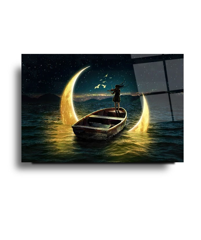 Girl Playing Cello Glass Wall Art