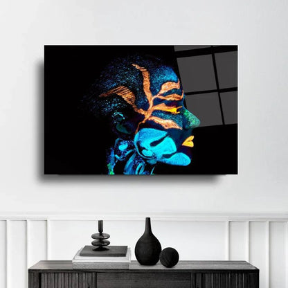 Colorful Woman Face Glass Wall Art - LUXARTDECO