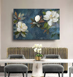 White Magnolia Glass Wall Art