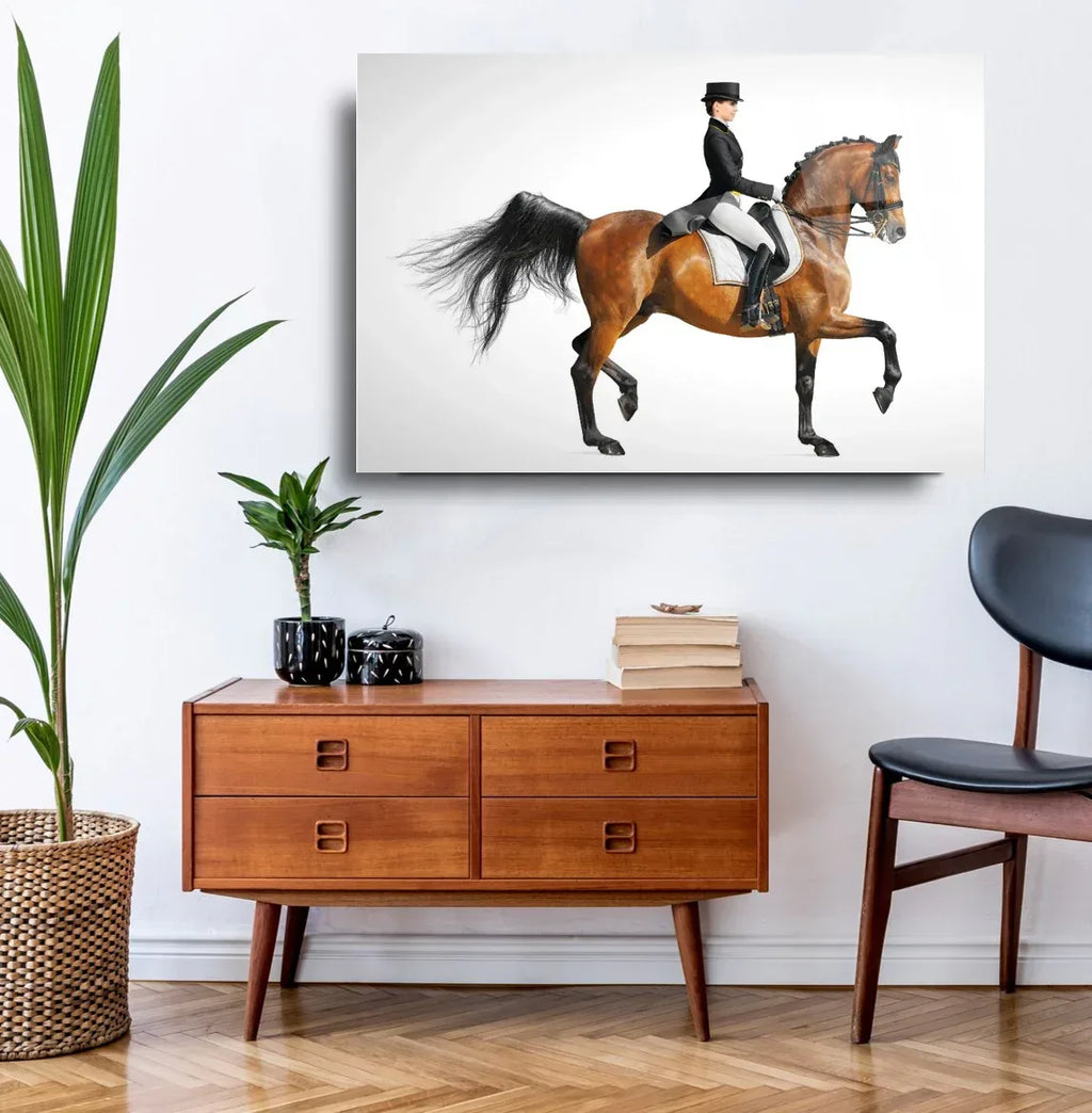 Girl on Horse Glass Wall Art - LUXARTDECO