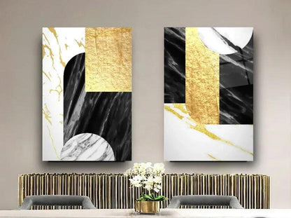 Marble Duo Glass Wall Art Set - LUXARTDECO