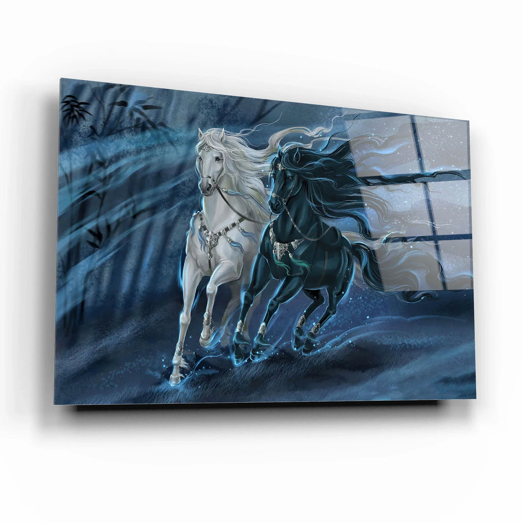 Two Horses Glass Wall Art - LUXARTDECO