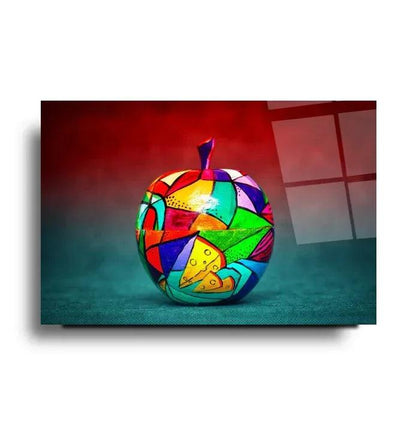 Colorful Apple Glass Wall Art - LUXARTDECO