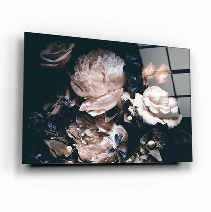 Peony Bouquet Glass Wall Art - LUXARTDECO
