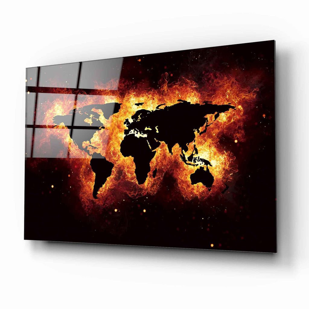 World Map Glass Wall Art - LUXARTDECO