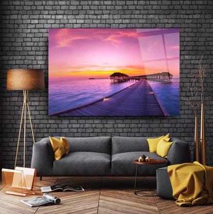 Sea Bridge Glass Wall Art - LUXARTDECO