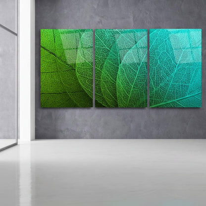 Feuilles Turquoises Tableau en Verre Trempé
