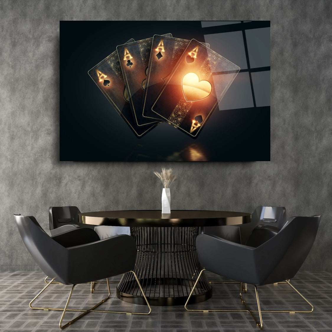 Tableau mural en verre représentant une carte à jouer As