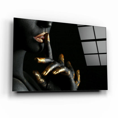 Gold Woman Glass Wall Art - LUXARTDECO