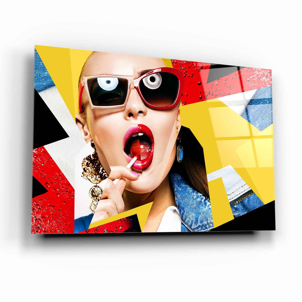 Pop Art Woman Glass Wall Art - LUXARTDECO