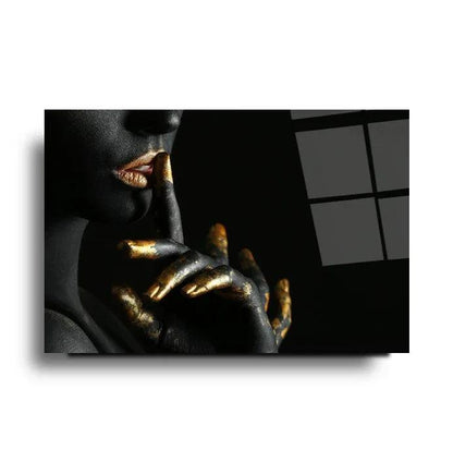 Gold Woman Glass Wall Art - LUXARTDECO