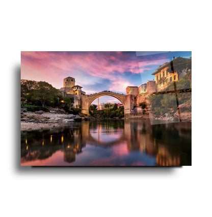 Mostar Bridge Glass Wall Art - LUXARTDECO